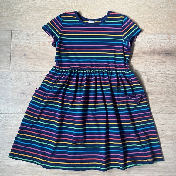 Hanna Andersson Girls Multi Color Striped Cotton Dress Sz 150 Us 12 *T22 - Picture 1 of 3